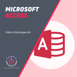 Kurs-Thumbnail Microsoft Access Einsteigertraining mit Access-Logo und Markenlogo auf rosa Hintergrund