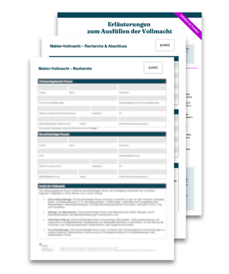 Mustervorlage Maklervollmacht – Vertragsdokument für Energiemakler