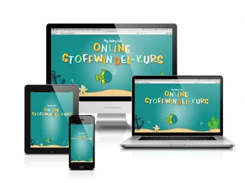 Responsive Mockup des Online Stoffwindel-Kurs auf verschiedenen Geräten
