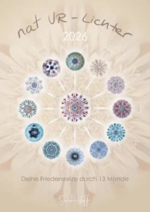 natUR-Lichter Kalender 2026 Cover mit 13 farbigen Blütenmandala-Motiven im Kreis