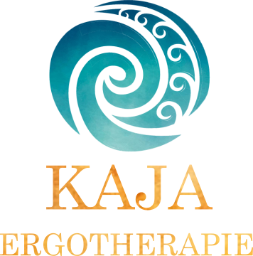 KAJA Ergotherapie Logo mit türkisfarbenem Spiral-Symbol