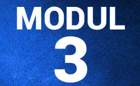 Modul-3-Übersicht mit weißer Schrift auf blauem strukturiertem Hintergrund
