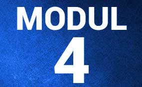 Modul-4-Übersicht mit weißer Schrift auf blauem strukturiertem Hintergrund