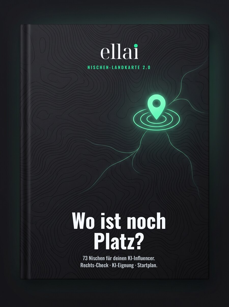 Nischen-Landkarte 2.0 E-Book Cover mit 3D-Boxmotiv, grünem Standort-Pin und topografischem Muster