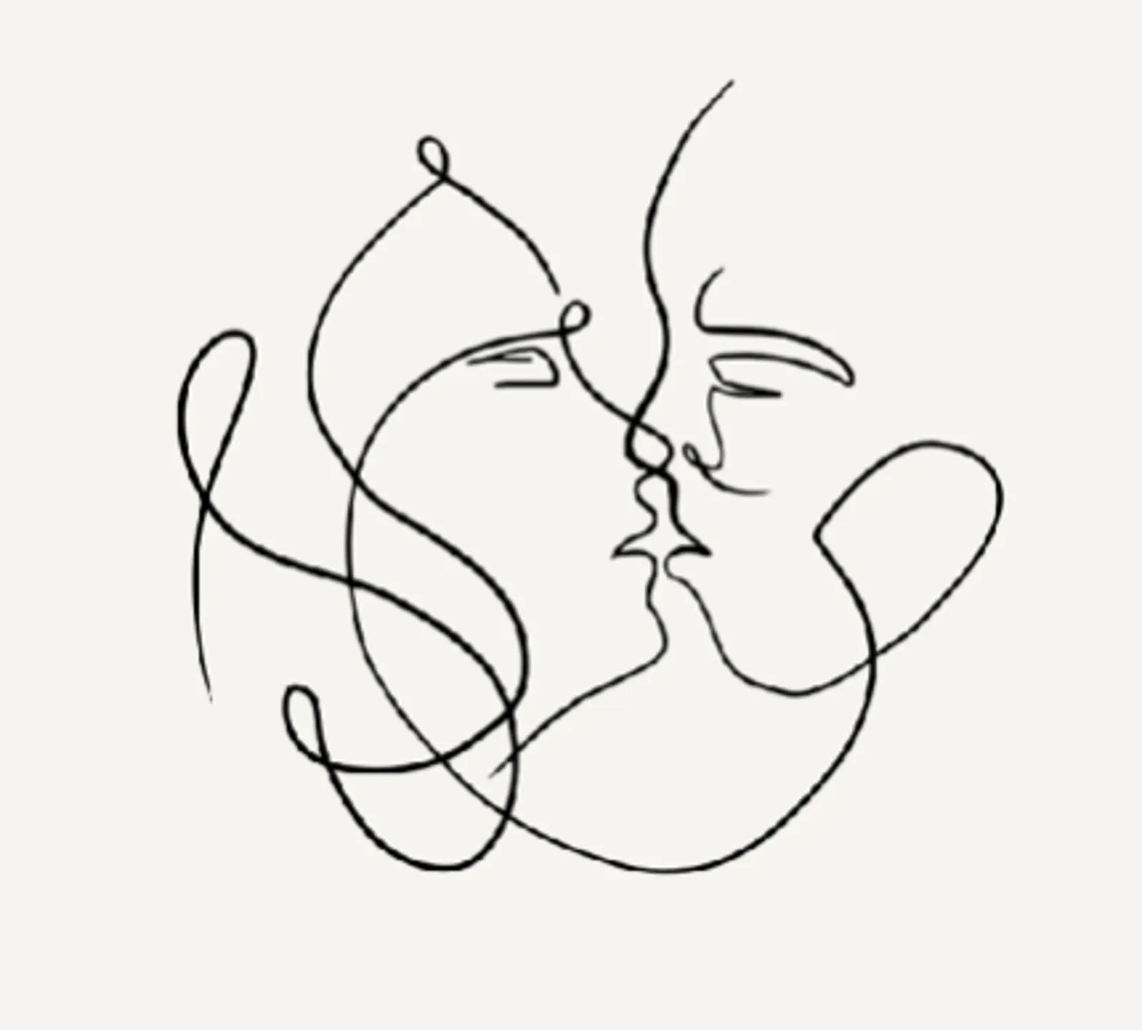O-Mastery – Videokurs zu Lust und Nähe von Jenny Kühne 5 Strichzeichnung von Paar beim Küssen, minimalistische Linie