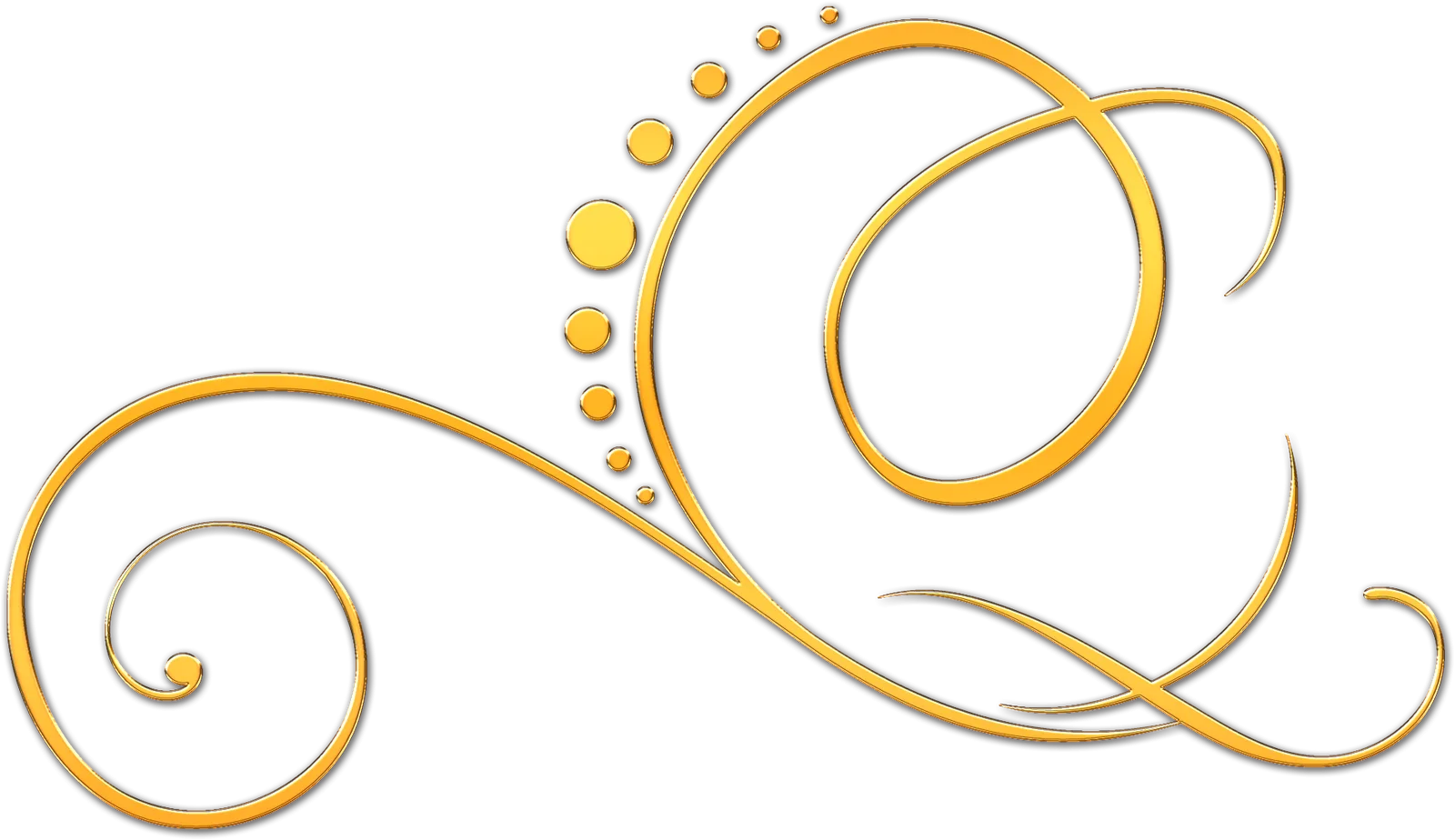 Goldene abstrakte Spiralen und Schleifen mit glänzenden Perlen auf Weiß