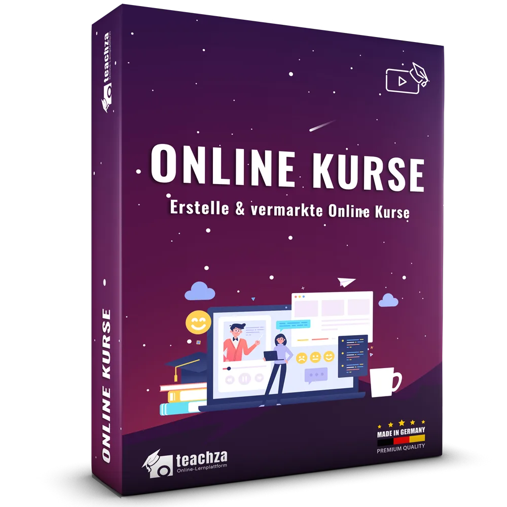 CopeCart Online Kurse Box-Cover mit Illustrations-Design, Lernplattform und Kurs-Tools