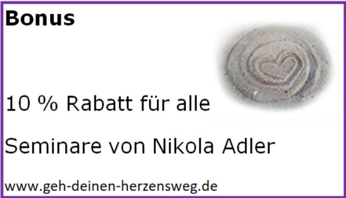 Bonus Grafik - 10 Prozent Rabatt für alle Seminare von Nikola Adler mit spiraliger Steinornamentik