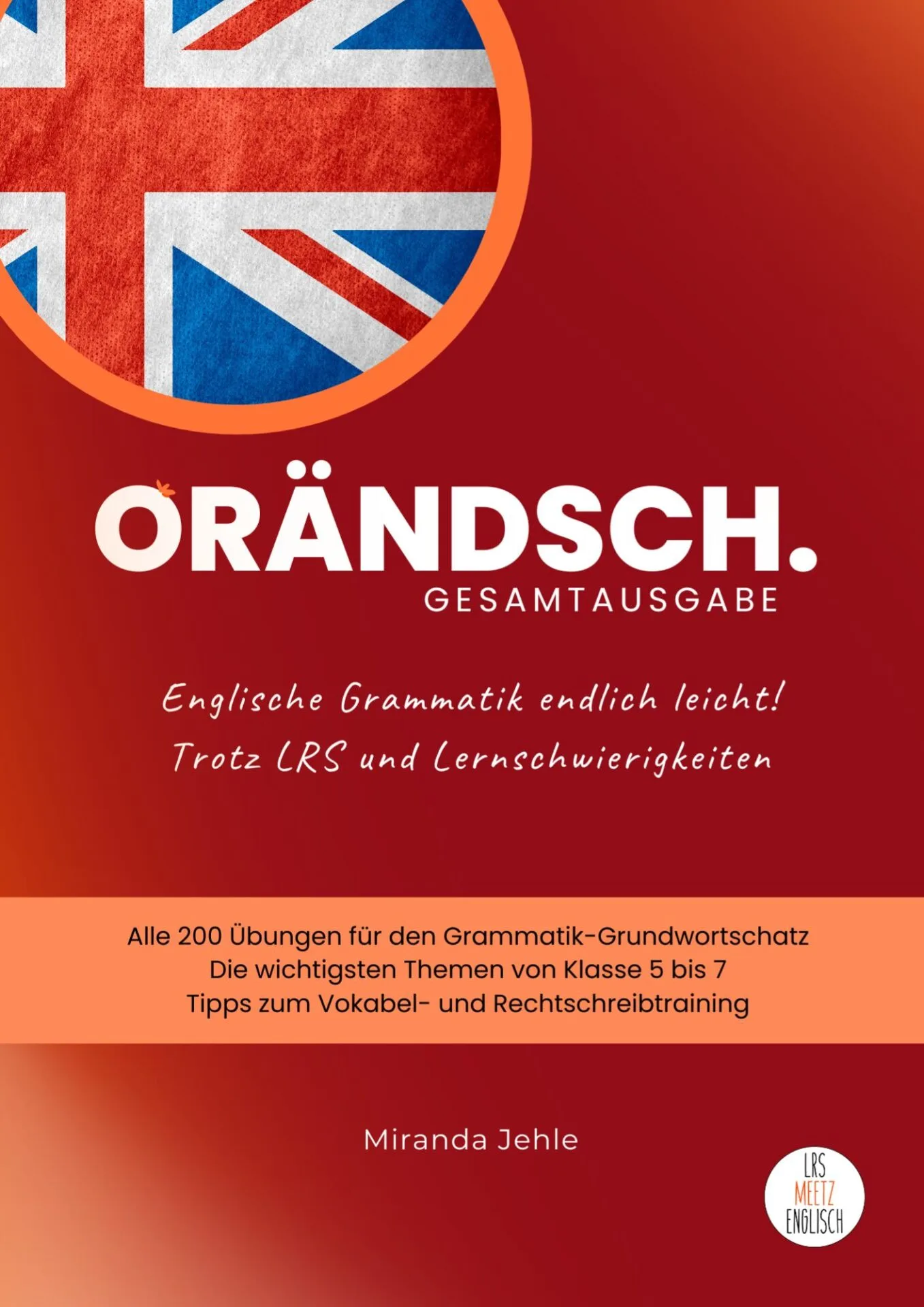 Orändsch A4 Cover mit britischer Flagge in Kreis und rotem Hintergrund