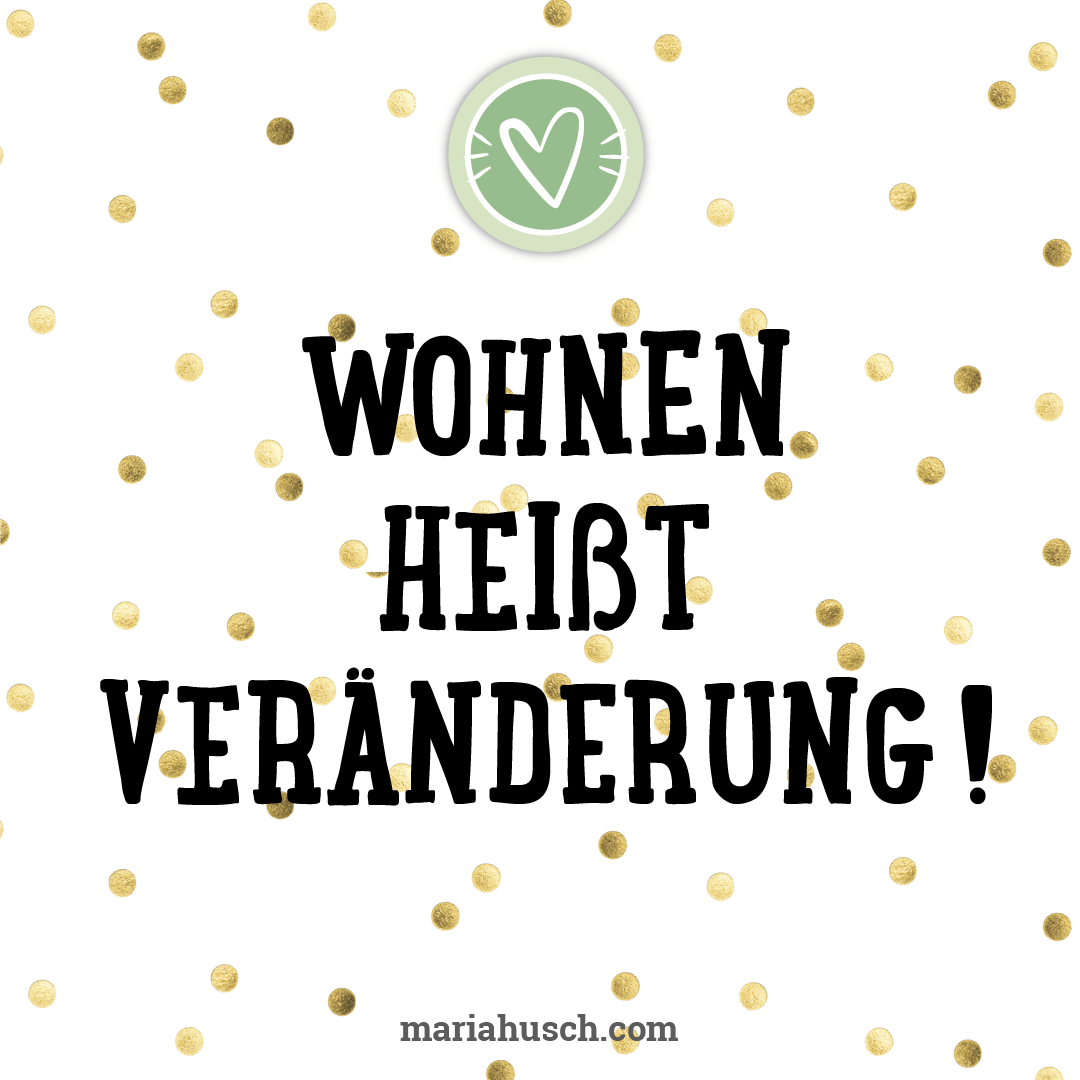 Motivations-Grafik mit grünem Herz-Logo und goldenen Punkten
