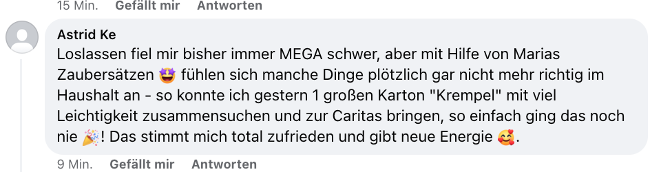 Kundenbewertung von Astrid Ke über Hilfe beim Ordnen und positive Effekte auf den Haushalt