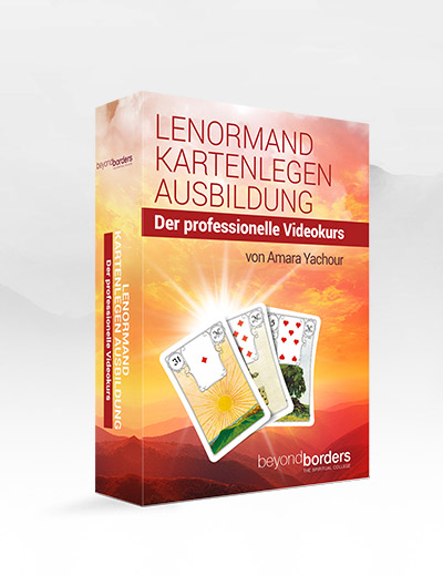 Produktabbildung VIP Lenormand Basisausbildung Box mit Lenormandkarten und Sonnenuntergang-Motiv