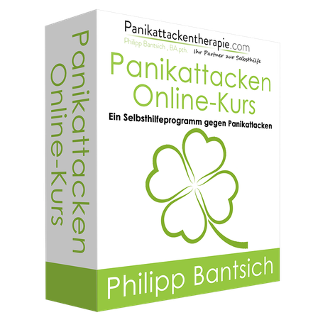 Panikattacken Online-Kurs Produktbox von Philipp Bantsich, grünes Kleeblatt-Logo