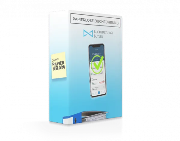 Produktbox BuchhaltungsButler Papierlose Buchführung mit Smartphone und Papier-Kram-Notiz