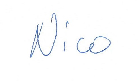 Handschriftliche Unterschrift von Nico Riffel in Blau