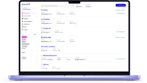 Passwd Dashboard auf Laptop-Mockup mit Passwort-Manager-Oberfläche