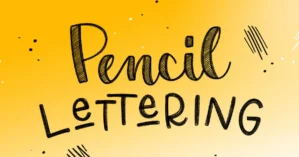 Hero-Image Pencil-Lettering Kurs mit handgeschriebener Schrift auf gelbem Hintergrund