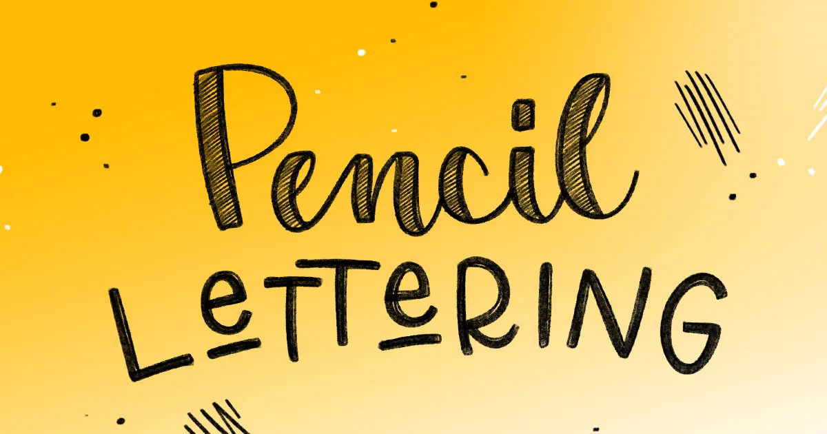 Hero-Image Pencil-Lettering Kurs mit handgeschriebener Schrift auf gelbem Hintergrund