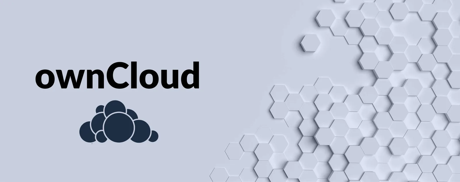 Perfekte Dropbox-Alternative mit ownCloud 2 Hero-Banner mit ownCloud-Logo und Schriftzug auf geometrischem Hexagon-Hintergrund