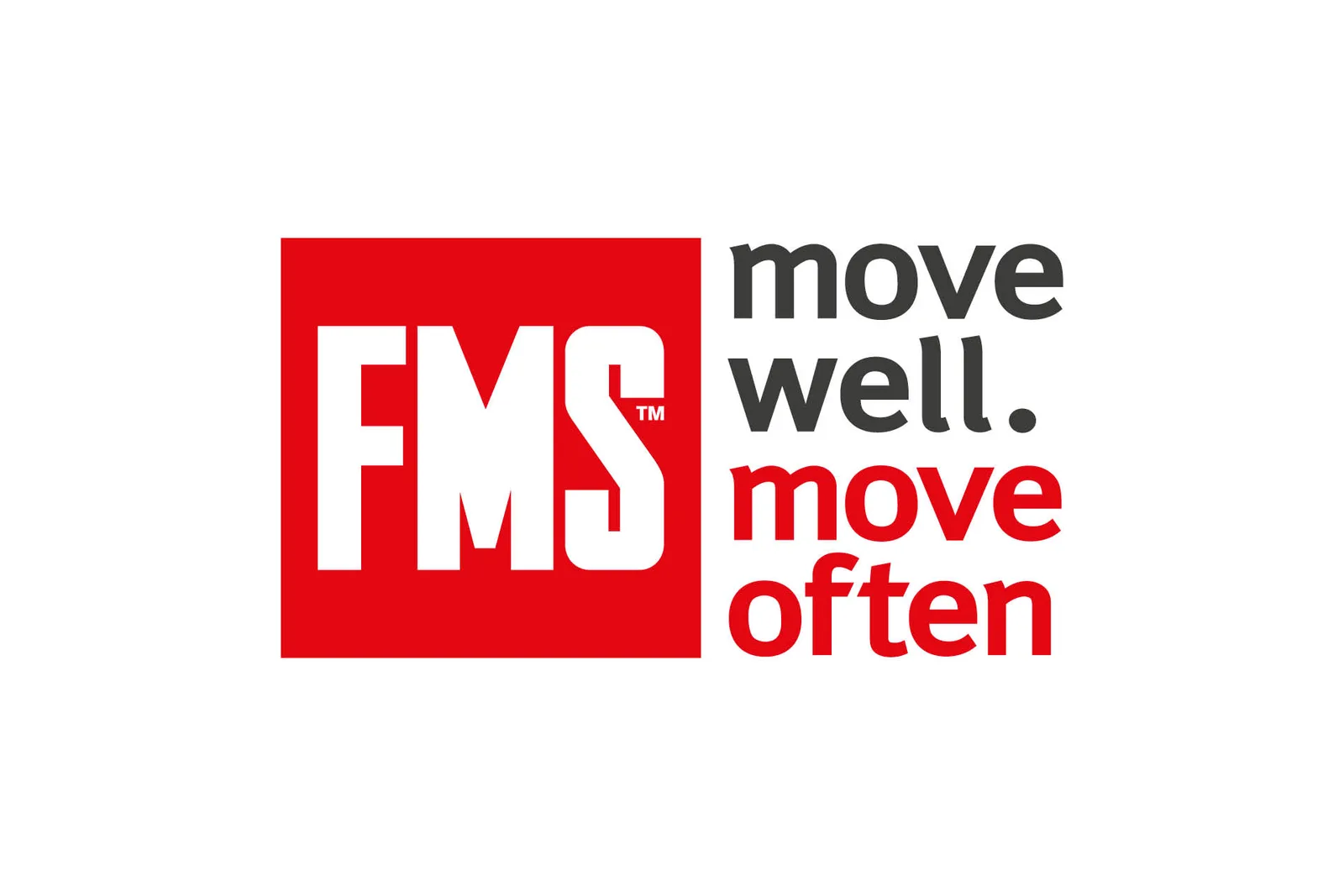 FMS Logo mit Slogan move well move often in Rot und Grau