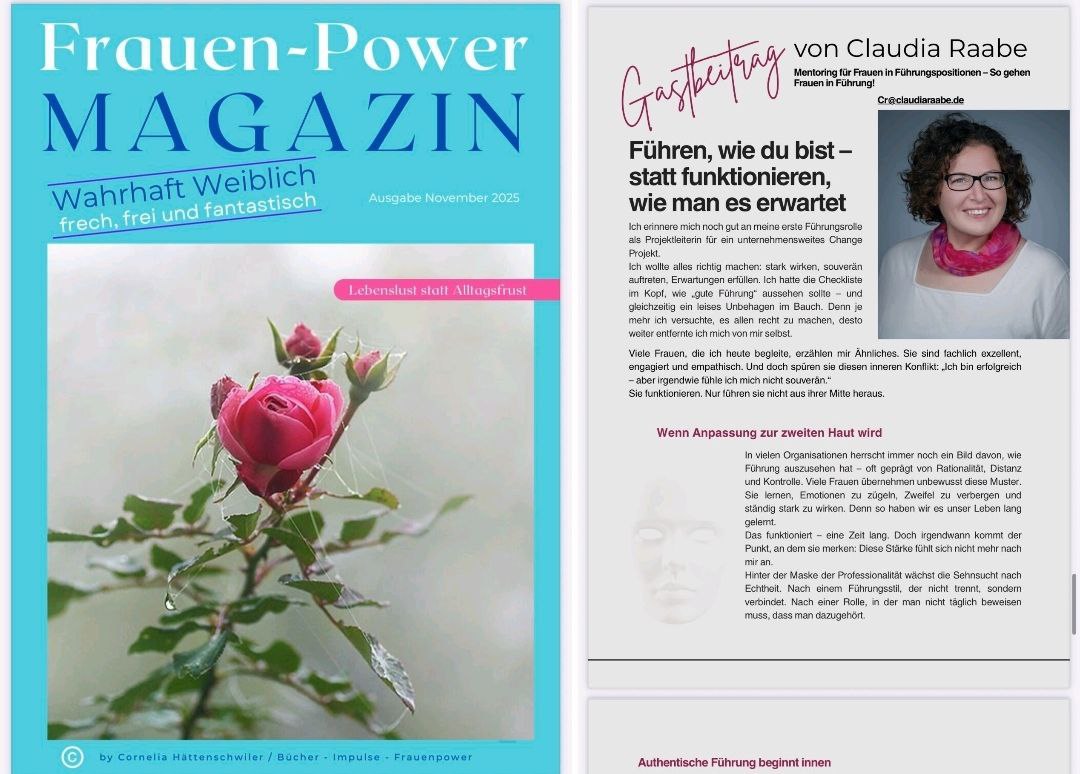 Frauen-Power Magazin Cover und Artikel von Claudia Raabe