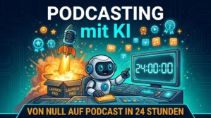 Videokurs-Mockup zur Podcast Meisterschule 2.0 mit Lektionen zu den 4 größten Podcasting-Fehlern