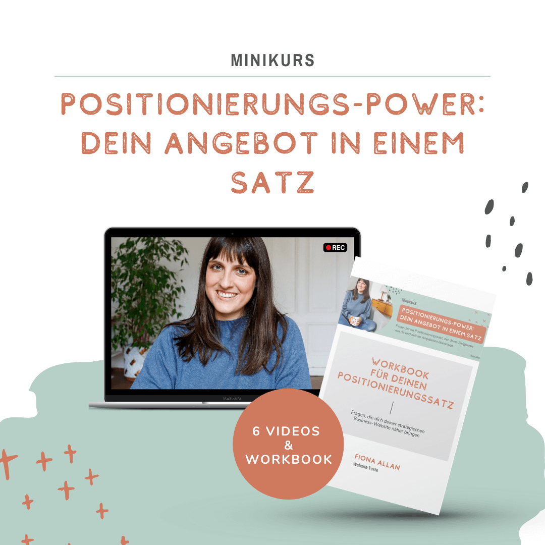 Hero-Grafik Minikurs Positionierungs-Power von Fiona Allan mit Videokurs und Workbook