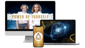 Mockup des Videokurses Power of Yourself mit zwei Personen auf Monitor, Smartphone und Laptop