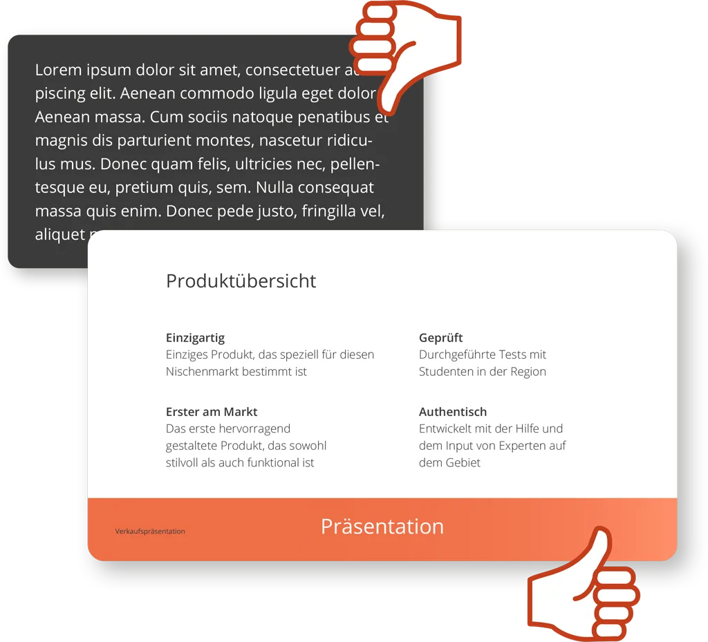 PPT Mirror Online – Software zum Folien-Spiegeln 1 Produktübersicht mit Ablehnung-Geste und Merkmalen wie Einzigartigkeit, Geprüft, Erster am Markt und Authentisch