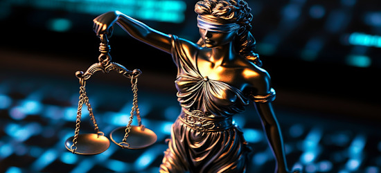 Justizia-Statue symbolisiert Rechtssicherheit und Anwaltskompetenz
