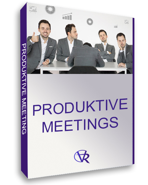 Produktabbildung Videokurs Produktive Meetings mit vier Geschäftsmännern in Besprechungssituation