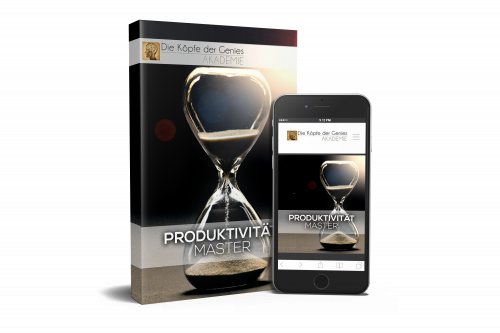 Produktivität Master Kurspaket mit Buch und Smartphone-Mockup
