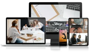 Hero-Mockup Produktivitätsbooster A mit Geräten und Produktivitäts-Workspace