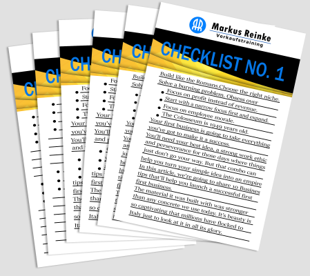 Checklisten-Stapel mit Checklist No. 1 Überschrift und Checkboxen