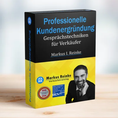 Box-Shot Produktpaket Professionelle Kundenergründung mit schwarzem und gelbem Design