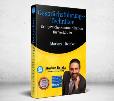 E-Book Cover Gesprächsführungs-Techniken mit schwarzem und gelbem Design