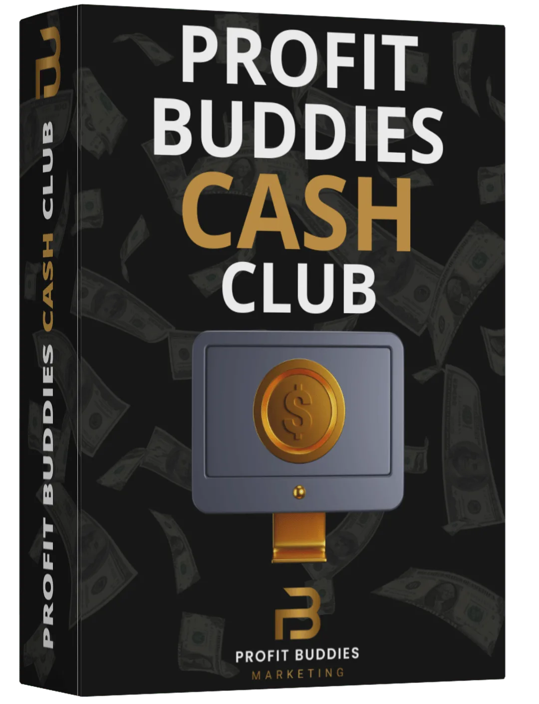 Produktbox Profit Buddies Cash Club mit Geldbörsen-Symbol und Geldschein-Hintergrund