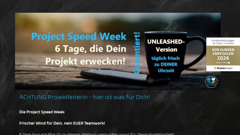 Project Speed Week – Videokurs für Projektleitung