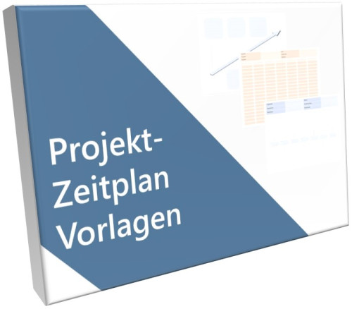 Projekt Zeitplan PDF Vorlage – 26 Diagramme zum Ausdrucken 6 3D-Mockup einer Projekt-Zeitplan Vorlage Box mit Gantt-Chart und Tabellen