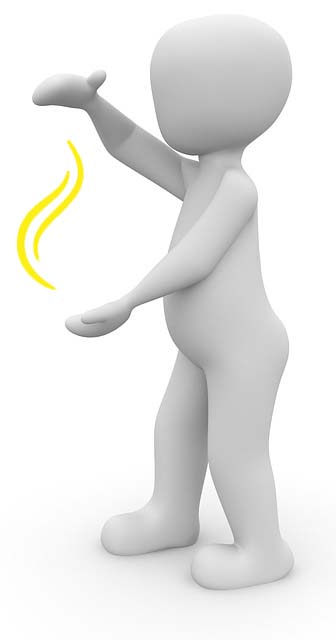 3D-Figur mit ausgestrecktem Arm sendet gelbe Wellen-Energie aus