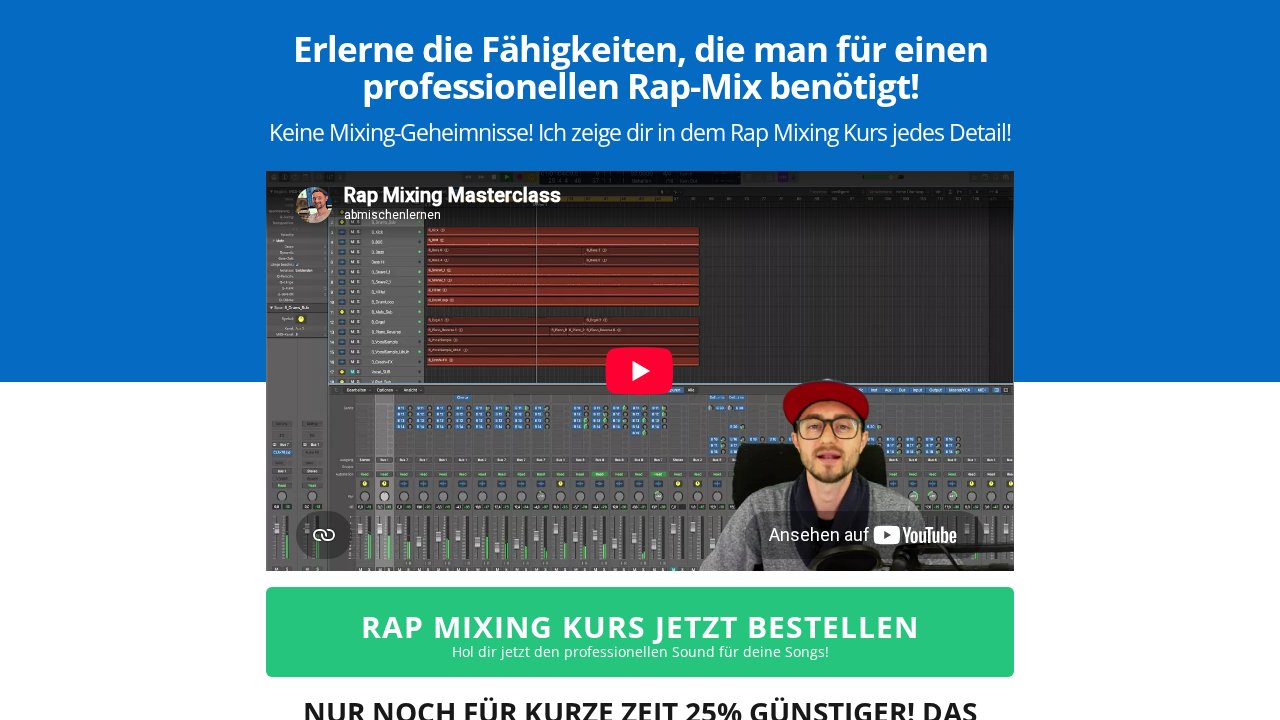 Rap Mixing Kurs – Ansicht der Verkaufsseite