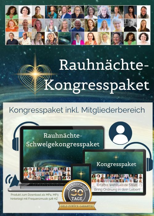Rauhnächte-Kongresspaket Mockup mit Teilnehmergalerie und Multidevice-Darstellung