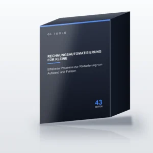 Cover-Mockup des Ratgebers Rechnungsautomatisierung für kleine Unternehmen von GL Tools, 43 Seiten