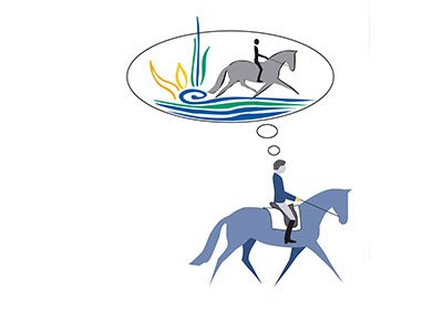 Grafik Visualisierung mit Reiter im Kopf und springendem Pferd