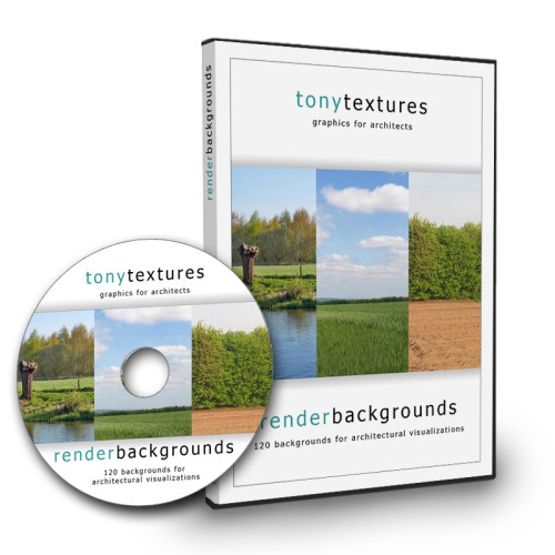 Tonytextures Render Backgrounds DVD-Box und CD mit Landschaftsbildern für Architektur-Visualisierung