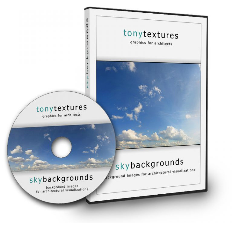 Tonytextures Sky Backgrounds DVD-Box und CD mit blauem Himmel und Wolken