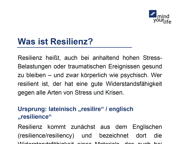 Auszug aus E-Book mit Erklärung Was ist Resilienz und Ursprung des Begriffs