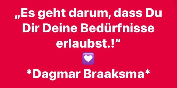 Motivations-Banner mit Zitat von Dagmar Braaksma auf rotem Hintergrund
