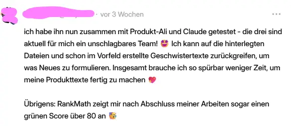 Kundenfeedback zum Live-Online-Kurs ROCK YOUR SHOP Evergreen