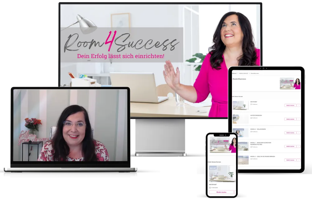 Room4Success Produktmockup auf Laptop, Tablet und Smartphone